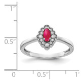14k White Gold Diamond and Oval Cabochon Ruby Ring