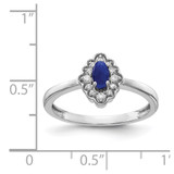 14k White Gold Diamond and Oval Cabochon Sapphire Ring