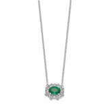 14k White Gold Diamond and Oval Emerald 18 inch Necklace - PM-13D49C46-5124