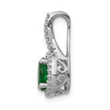 14k White Gold Diamond and Oval Emerald Halo Pendant - PM-1DB785B0-7161