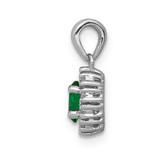 14k White Gold Diamond and Oval Emerald Halo Pendant - PM-3B73FC82-5941