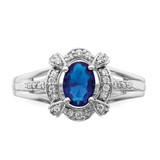 14k White Gold Diamond and Oval Sapphire Ring - RM-4F722477-2126