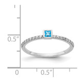 14k White Gold Diamond and Princess Blue Topaz Ring