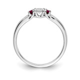 14k White Gold Diamond and Ruby 3-stone Ring - RM-AB7809F0-6758