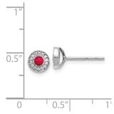 14k White Gold Diamond and Ruby Halo Post Earrings - EM-38C2A78A-3803