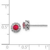 14k White Gold Diamond and Ruby Halo Post Earrings - EM-82FB7F10-3618