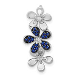 14k White Gold Diamond and Sapphire 3 Flowers Pendant