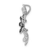 14k White Gold Diamond and Sapphire 3 Flowers Pendant