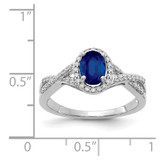 14k White Gold Diamond and Sapphire Oval Halo Ring