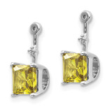 14k White Gold Diamond and Square Peridot Earring Jackets