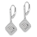 14k White Gold Diamond Cluster Leverback Earrings - EM-63372AFE-5840
