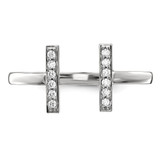 14k White Gold Diamond Double Bar Ring