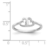 14k White Gold Diamond Double Heart Ring