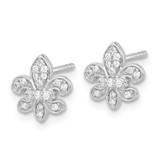 14k White Gold Diamond Fleur de Lis Post Earrings - EM-BC633496-7807