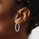 14k White Gold Diamond In/Out Hoop Earrings - EM-D346F361-4106