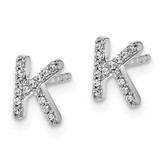 14k White Gold Diamond Initial K Earrings - EM-1E7CA01F-7095