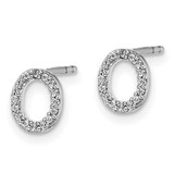 14k White Gold Diamond Initial O Earrings