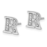 14k White Gold Diamond Initial R Earrings