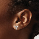 14k White Gold Diamond Initial V Earrings - EM-87FD0315-2745