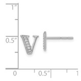 14k White Gold Diamond Initial V Earrings - EM-87FD0315-2745