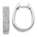 14k White Gold Diamond Large Hinged Oval Hoop Earrings