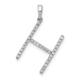 14K White Gold Diamond Letter H Initial Pendant - PM-0535AEA6-9811