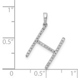 14K White Gold Diamond Letter H Initial Pendant - PM-0535AEA6-9811