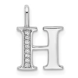 14K White Gold Diamond Letter H Initial Pendant - PM-8E579A4D-5766