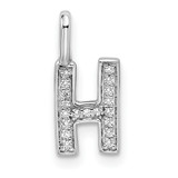 14K White Gold Diamond Letter H Initial Pendant - PM-E221F837-4243