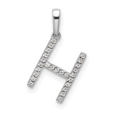 14K White Gold Diamond Letter H Initial Pendant - PM-E63AD857-6177