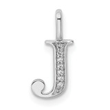 14K White Gold Diamond Letter J Initial Pendant - PM-15F28338-9428