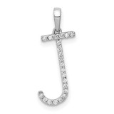 14K White Gold Diamond Letter J Initial Pendant - PM-16F0EB41-3162