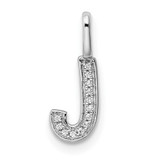 14K White Gold Diamond Letter J Initial Pendant - PM-6AA320C4-2678