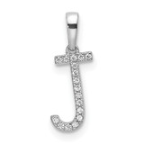 14K White Gold Diamond Letter J Initial Pendant - PM-731E471E-1423