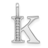 14K White Gold Diamond Letter K Initial Pendant - PM-C044D63E-6702