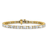 14k 10 carat Lab Grown Diamond VS+ F+ Complete Emerald and Round Tennis Bracelet