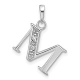 14K White Gold Diamond Letter M Initial Pendant - YC-93C80D3C-8514