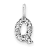 14K White Gold Diamond Letter Q Initial Pendant - PM-EAF5B836-4296