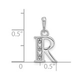 14K White Gold Diamond Letter R Initial Pendant - YC-DB0F3255-2191