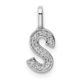 14K White Gold Diamond Letter S Initial Pendant - PM-0527E16A-7810