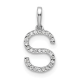 14K White Gold Diamond Letter S Initial Pendant - PM-481FE17C-5925