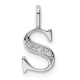 14K White Gold Diamond Letter S Initial Pendant - PM-62E8B2DA-9099
