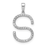 14K White Gold Diamond Letter S Initial Pendant - PM-A856AA1F-3018