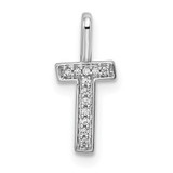 14K White Gold Diamond Letter T Initial Pendant - PM-B749820E-9182