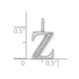14K White Gold Diamond Letter Z Initial Pendant