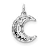 14k White Gold Diamond Moon Charm