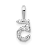 14k White Gold Diamond Number 5 Pendant - PM-77420B6D-1109