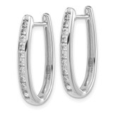 14k White Gold Diamond Oval Hinged Hoop Earrings - EM-99058679-4591