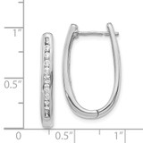 14k White Gold Diamond Oval Hinged Hoop Earrings - EM-99058679-4591