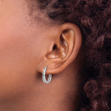 14k White Gold Diamond Oval Hinged Hoop Earrings - EM-CC51DA20-7562